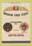 Matchbook Cover - Fuerza Aerea Mexicana Mexican 40 Strike
