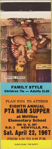 Matchbook Cover - PTA Ham Supper Newville PA 1967 WEAR