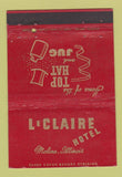 Matchbook Cover - LeClaire Hotel Moline IL 40 Strike