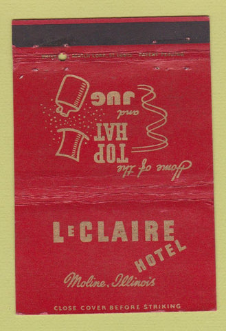 Matchbook Cover - LeClaire Hotel Moline IL 40 Strike
