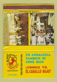 Matchbook Cover - El Caballo Rojo Restaurant Cordoba Spain 40 Strike