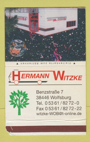 Matchbook Cover - Hermann Witzke Wolfsburg Germany WEAR 40 Strike