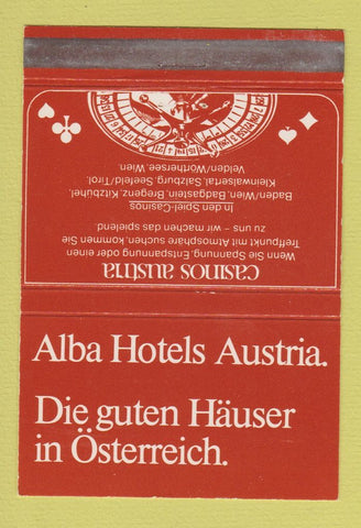 Matchbook Cover - Alba Hotels Austria WEAR 40 Strike