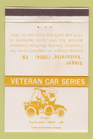 Matchbook Cover - Veteran Car Series Singer Voiturette WEAR 40 Strike