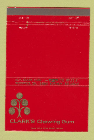 Matchbook Cover - Clark's Chewing Gum Bornem Belgium 40 Strike