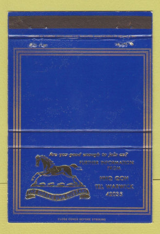 Matchbook Cover - Queens Own Hussars Warwick? UK 40 Strike