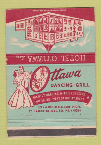 Matchbook Cover - Hotel Ottawa ON 40 Strike