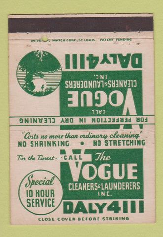 Matchbook Cover - Vogue  Cleaners Laundry Milwaukee WI 40 Strike