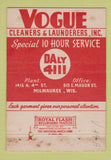 Matchbook Cover - Vogue  Cleaners Laundry Milwaukee WI 40 Strike