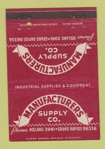 Matchbook Cover - Manufacturers Supply Company Grand Rapids MI 40 Strike