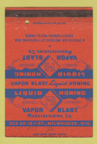 Matchbook Cover - Liquid Honing Vapor Blast Milwaukee WI 40 Strike
