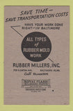 Matchbook Cover - Rubber Miller Acid Tanks Fans Baltimore MD 40 Strike