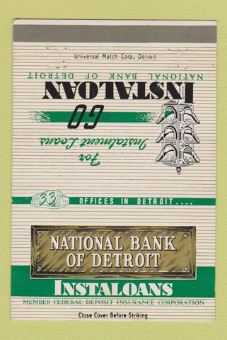 Matchbook Cover - National Bank of Detroit MI 40 Strike