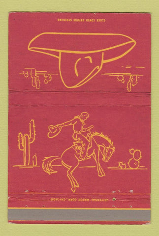 Matchbook Cover - Fred Harvey Cowboy Scene RED 40 Strike