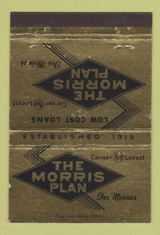 Matchbook Cover - Morris Plan Loans Des Moines IA 40 Strike