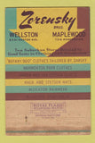 Matchbook Cover - Zorensky Bros Wellston Maplewood MO men's clothes 40 Strike