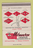 Matchbook Cover - Milwaukee Chaplet WI  40 Strike