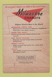 Matchbook Cover - Milwaukee Chaplet WI  40 Strike