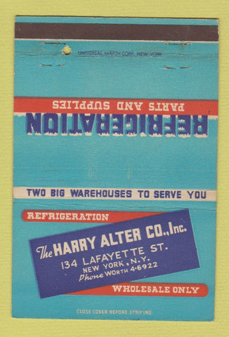 Matchbook Cover - Harry Alter Company Refrigeration New York City 40 Strike
