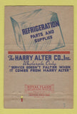 Matchbook Cover - Harry Alter Company Refrigeration New York City 40 Strike