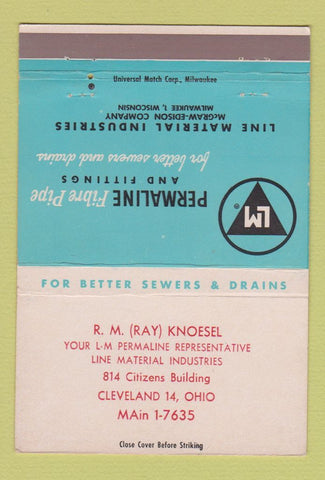 Matchbook Cover - RM Knoesel Cleveland OH Permaline Fibre Pipe 40 Strike