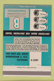 Matchbook Cover - Badham Insulation Birmingham AL 40 Strike