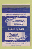 Matchbook Cover - Ramsey's Plumbing Heating Contractors Harrisburg PA 40 Strike
