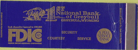 Matchbook Cover - 1st National Bank Greybull WY