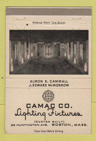 Matchbook Cover - Camac Lighting Fixtures Boston MA 40 Strike