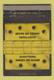 Matchbook Cover - Hager Hinges 40 Strike