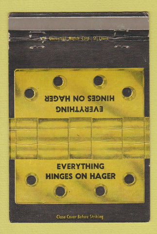 Matchbook Cover - Hager Hinges 40 Strike