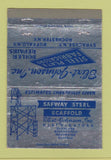 Matchbook Cover - Safway Steel Scaffold Blix Johnson Syracuse NY 40 Strike