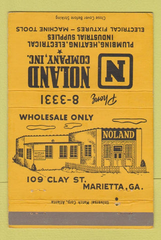 Matchbook Cover - Noland Plumbing Heating Supply Marietta GA 40 Strike