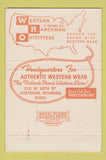 Matchbook Cover - Western Ranchman Outfitters clothes Cheyenne WY 40 Strike