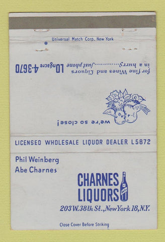 Matchbook Cover - Charnes Liquor New York City 40 Strike