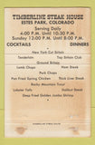 Matchbook Cover - Timberline Steak House Estes Park Colorado WEAR 40 Strike