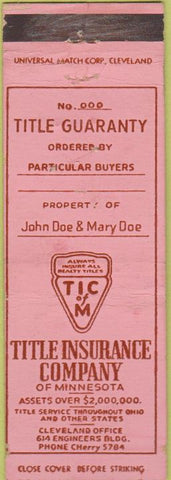 Matchbook Cover - Title Insurance Co of Minnesota Cleveland OH