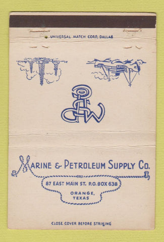 Matchbook Cover - Marine & Petroleum Supply Orange TX 40 Strike