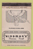 Matchbook Cover - Hindman's Restaurant Milwaukee WI WEAR 40 Strike