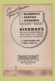 Matchbook Cover - Hindman's Restaurant Milwaukee WI WEAR 40 Strike