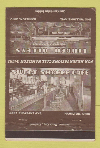 Matchbook Cover - Linden Alleys bowling Sweet Shoppe Hamilton OH 40 Strike