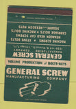 Matchbook Cover - General Screw Manufacturing Chicago IL 40 Strike
