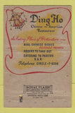 Matchbook Cover - Ding Ho Chinese Restaurant New York City WEAR 40 Strike