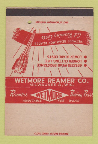 Matchbook Cover - Westmore Reamer Milwaukee WI boring bars 40 Strike