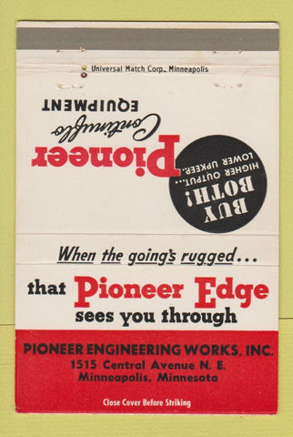 Matchbook Cover - Pioneer Engineering Works Minneapolis MN 40 Strike