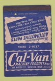 Matchbook Cover - Cal Van Machine Products Jackson MI auto parts 40 Strike