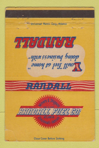 Matchbook Cover - Randall Fuel Cincinnati OH Atlanta GA Detroit MI 40 Strike
