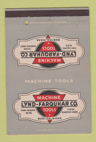 Matchbook Cover - Lynd Farquhar Machine Tools Boston MA 40 Strike