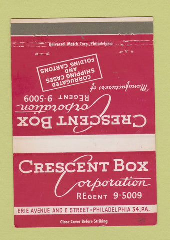 Matchbook Cover - Crescent Box Corp Philadelphia PA 40 Strike