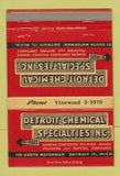 Matchbook Cover - Detroit Chemical Specialties MI 40 Strike